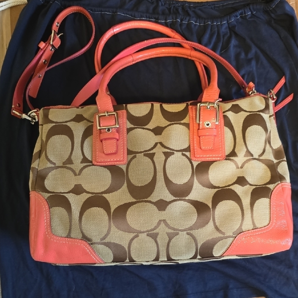 Coach Coral Tote 14L X 10 H X 8W measurements.